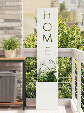 VidaXL Tuin Privacy Screen Fretwerk Wit 32 x 140 cm Koudgewalst staal