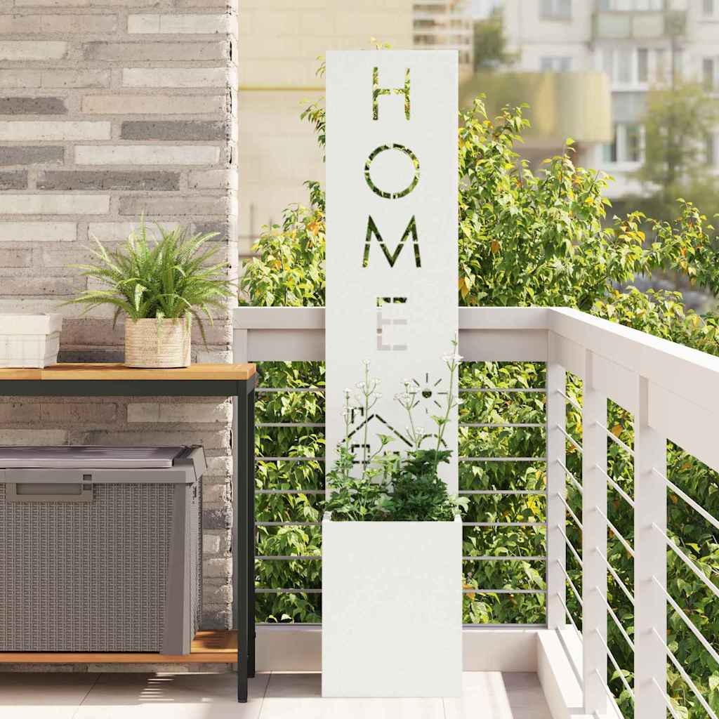 VidaXL Tuin Privacy Screen Fretwerk Wit 32 x 140 cm Koudgewalst staal