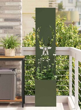 VidaXL Tuin Privacy Screen Olijfgroen 32 x 140 cm Koudgewalst staal