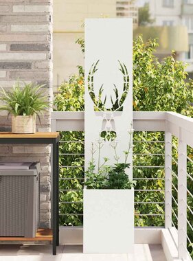 VidaXL Tuin Privacy Screen Wit 32 x 140 cm Koudgewalst staal