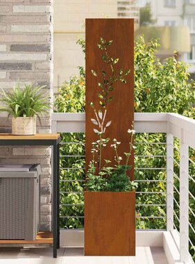 VidaXL Tuin Privacy Screen Bloemen Roestig 32 x 140 cm Cortenstaal