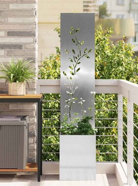 VidaXL Tuin Privacy Screen Bloemen Zilver 32 x 140 cm Roestvrij staal