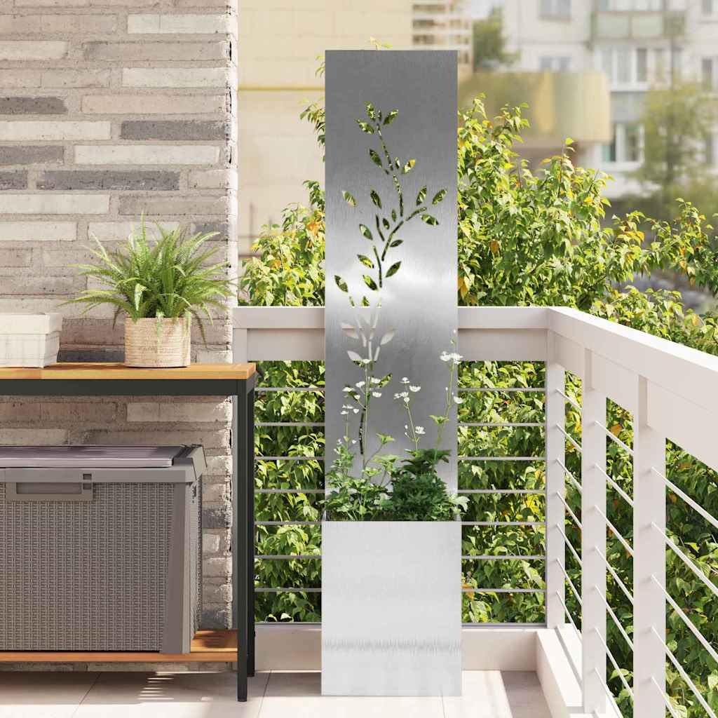 VidaXL Tuin Privacy Screen Bloemen Zilver 32 x 140 cm Roestvrij staal