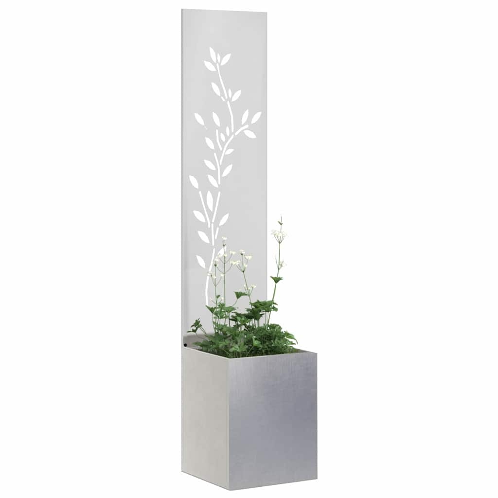 VidaXL Tuin Privacy Screen Bloemen Zilver 32 x 140 cm Roestvrij staal