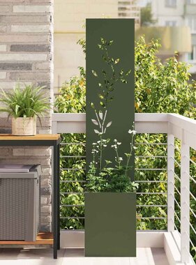 VidaXL Tuin Privacy Screen Olijfgroen 32 x 140 cm Koudgewalst staal