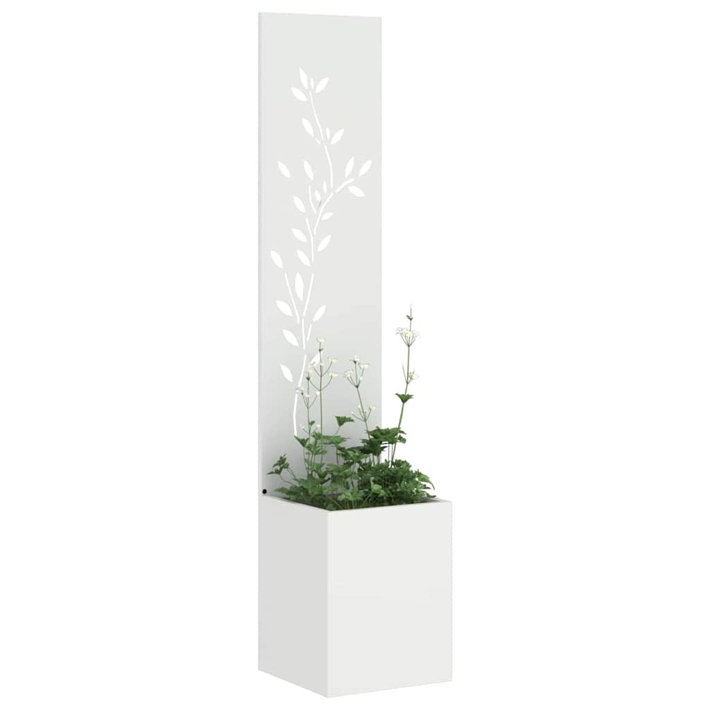 VidaXL Tuin Privacy Screen Bloemen Wit 32 x 140 cm Koudgewalst staal
