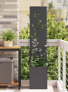 VidaXL Tuin Privacy Screen Bloemen Zwart 32 x 140 cm Koudgewalst staal