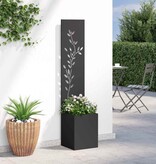 VidaXL Tuin Privacy Screen Bloemen Zwart 32 x 140 cm Koudgewalst staal