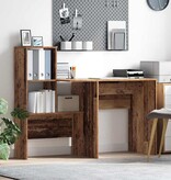 VidaXL Bureau met plank Oud hout 131,5 x 50 x 106,5 cm Bewerkt hout