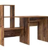 VidaXL Bureau met plank Oud hout 131,5 x 50 x 106,5 cm Bewerkt hout