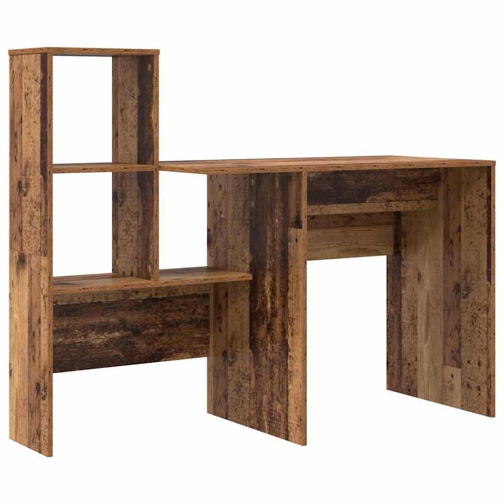 VidaXL Bureau met plank Oud hout 131,5 x 50 x 106,5 cm Bewerkt hout