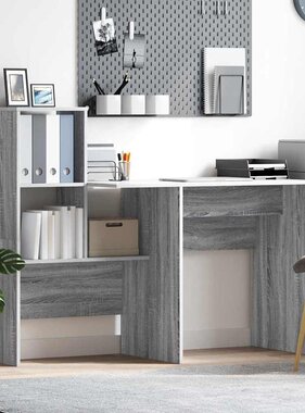 VidaXL Bureau Grijs sonoma 131,5 x 50 x 106,5 cm Bewerkt hout