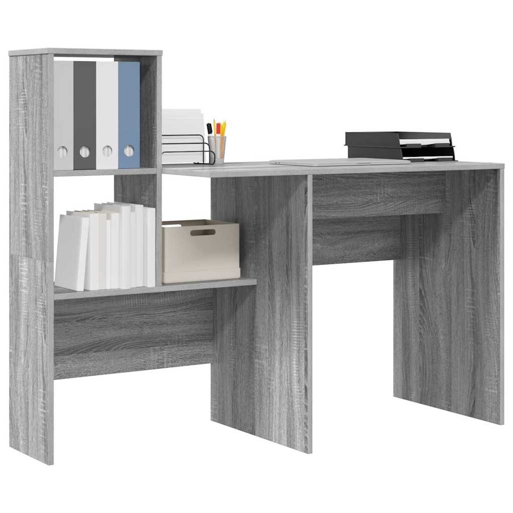 VidaXL Bureau Grijs sonoma 131,5 x 50 x 106,5 cm Bewerkt hout