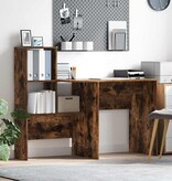 VidaXL Bureau Gerookt eiken 131,5 x 50 x 106,5 cm Bewerkt hout