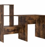 VidaXL Bureau Gerookt eiken 131,5 x 50 x 106,5 cm Bewerkt hout