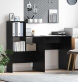 VidaXL Bureau met plank Zwart eiken 131,5 x 50 x 106,5 cm Bewerkt hout