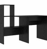 VidaXL Bureau met plank Zwart eiken 131,5 x 50 x 106,5 cm Bewerkt hout