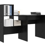 VidaXL Bureau met plank Zwart eiken 131,5 x 50 x 106,5 cm Bewerkt hout