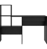 VidaXL Bureau met plank Zwart eiken 131,5 x 50 x 106,5 cm Bewerkt hout