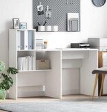VidaXL Bureau met plank Wit 131,5 x 50 x 106,5 cm Bewerkt hout