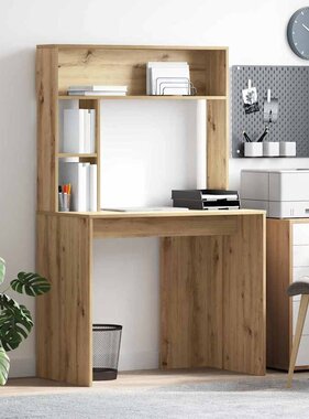 VidaXL Bureau artisanaal eikenkleurig 91 x 50 x 149 cm Bewerkt hout