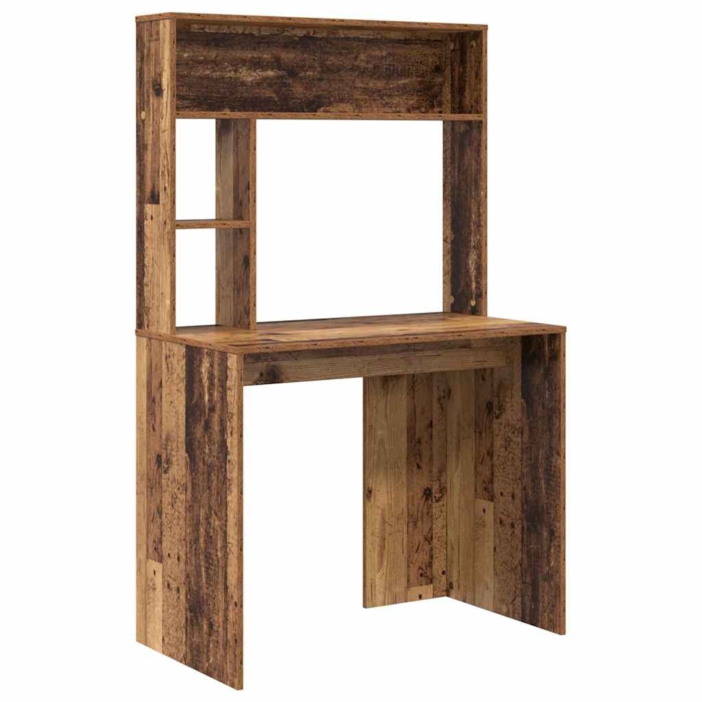 VidaXL Bureau met plank Oud hout 91 x 50 x 149 cm Bewerkt hout