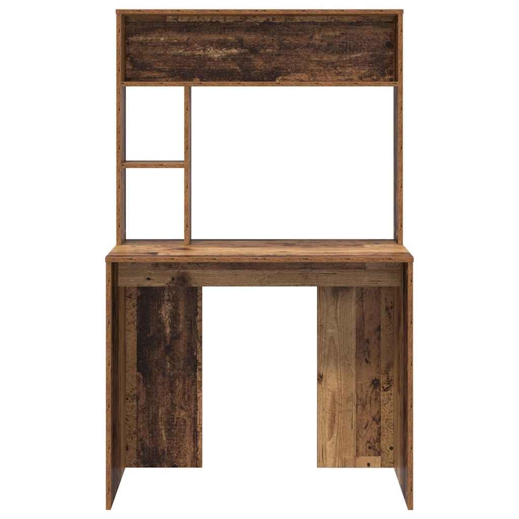 VidaXL Bureau met plank Oud hout 91 x 50 x 149 cm Bewerkt hout