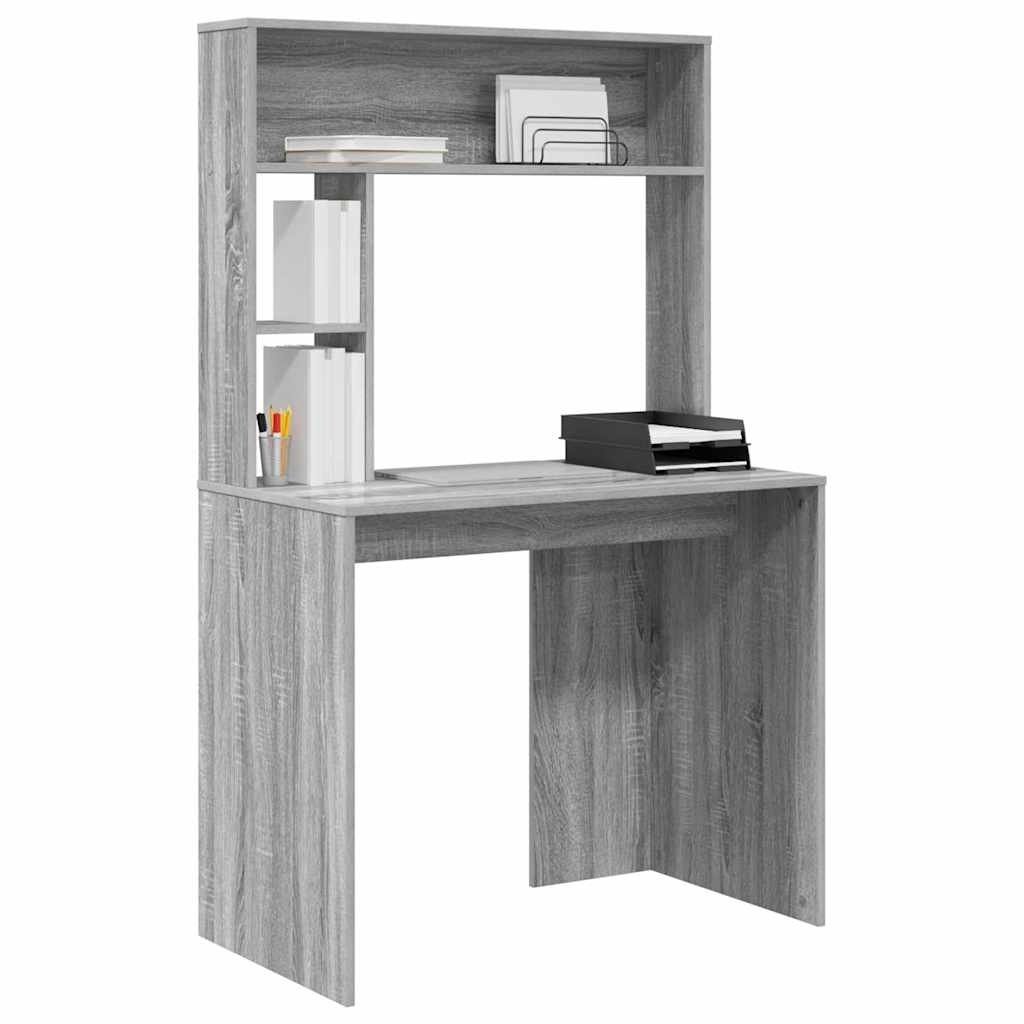VidaXL Bureau met plank Grijs sonoma 91 x 50 x 149 cm Bewerkt hout