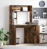 VidaXL Bureau met plank Gerookt eiken 91 x 50 x 149 cm Bewerkt hout