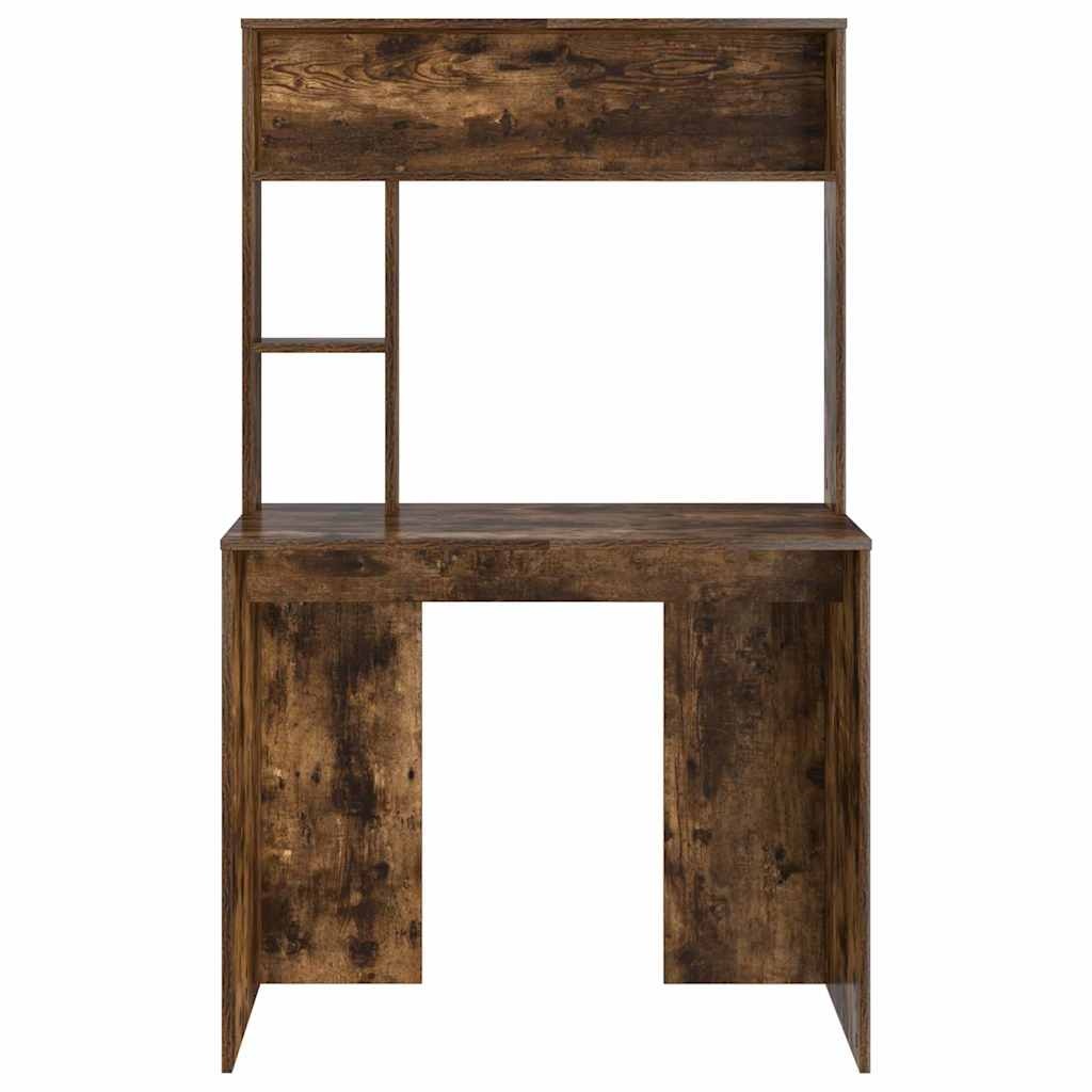 VidaXL Bureau met plank Gerookt eiken 91 x 50 x 149 cm Bewerkt hout