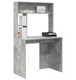 VidaXL Bureau met plank Betongrijs 91 x 50 x 149 cm Bewerkt hout