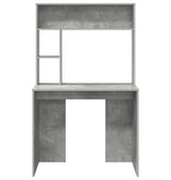 VidaXL Bureau met plank Betongrijs 91 x 50 x 149 cm Bewerkt hout
