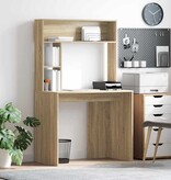 VidaXL Bureau met plank Sonoma eiken 91 x 50 x 149 cm Bewerkt hout