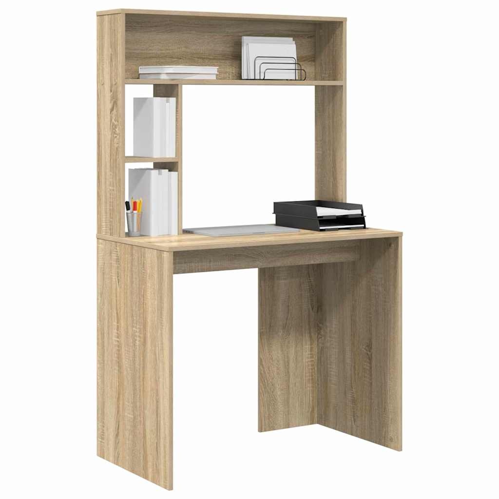VidaXL Bureau met plank Sonoma eiken 91 x 50 x 149 cm Bewerkt hout