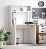 VidaXL Bureau met plank met opslag Wit 91 x 50 x 149 cm Bewerkt hout