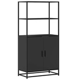 VidaXL Hoge kast 68x35x139 cm bewerkt hout en metaal zwart