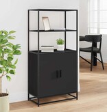 VidaXL Hoge kast 68x35x139 cm bewerkt hout en metaal zwart