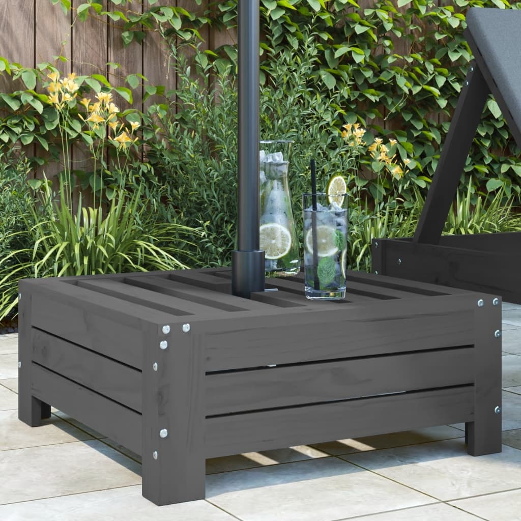 VidaXL Parasolvoetbedekking massief grenenhout grijs