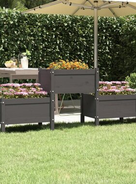 VidaXL Plantenbak 178,5x44x75 cm massief grenenhout grijs