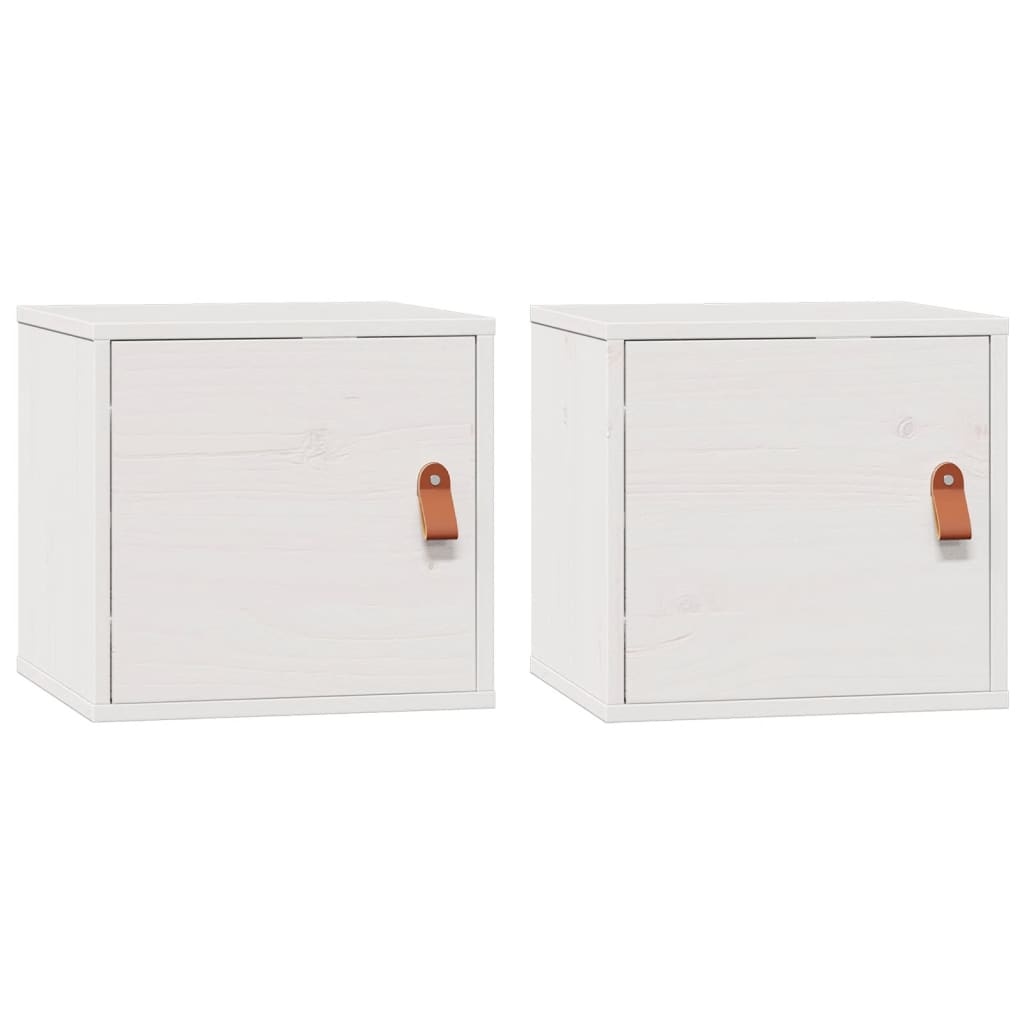 VidaXL Wandkasten 2 st 31,5x30x30 cm massief grenenhout wit