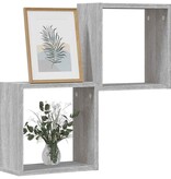 VidaXL Wandrekken Kubus 2 st 30x15x30 cm grijs sonoma