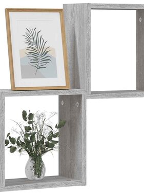 VidaXL Wandrekken Kubus 2 st 30x15x30 cm grijs sonoma