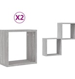 VidaXL Wandrekken Kubus 2 st 30x15x30 cm grijs sonoma