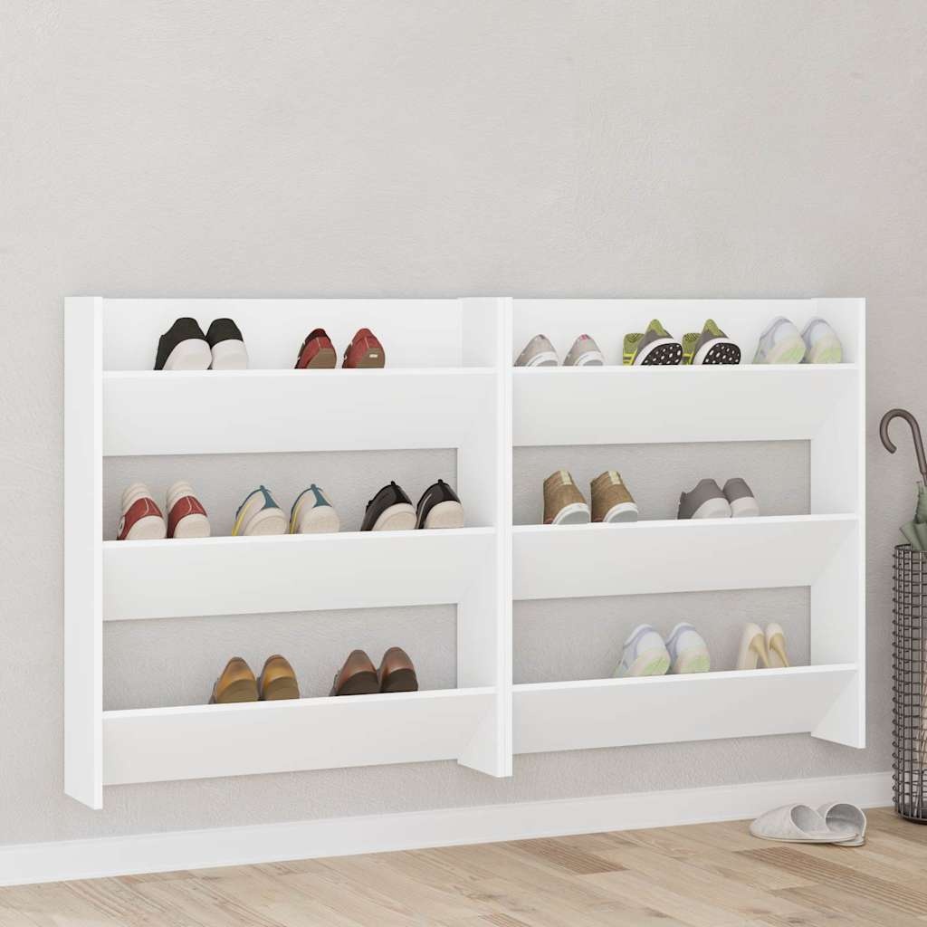 VidaXL Wandschoenenkasten 2 st 80x18x90 cm spaanplaat wit