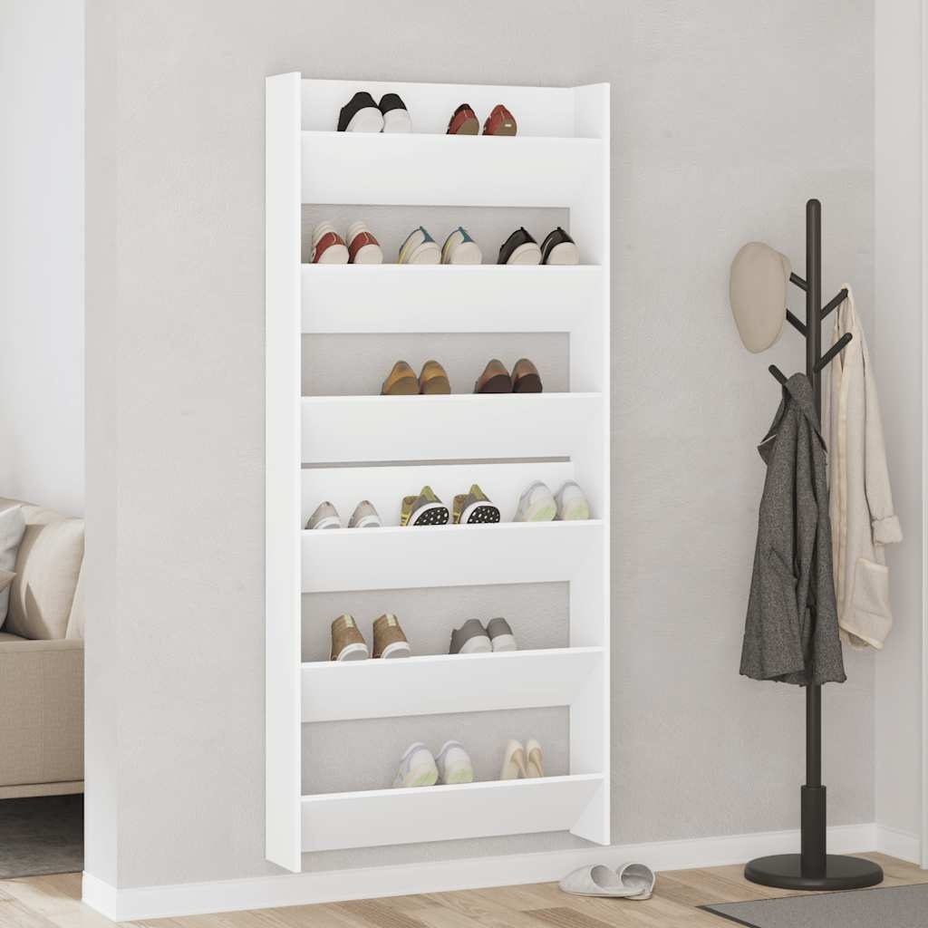 VidaXL Wandschoenenkasten 2 st 80x18x90 cm spaanplaat wit