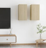 VidaXL Tv-meubels 2 st 30,5x30x60 cm bewerkt hout sonoma eikenkleurig
