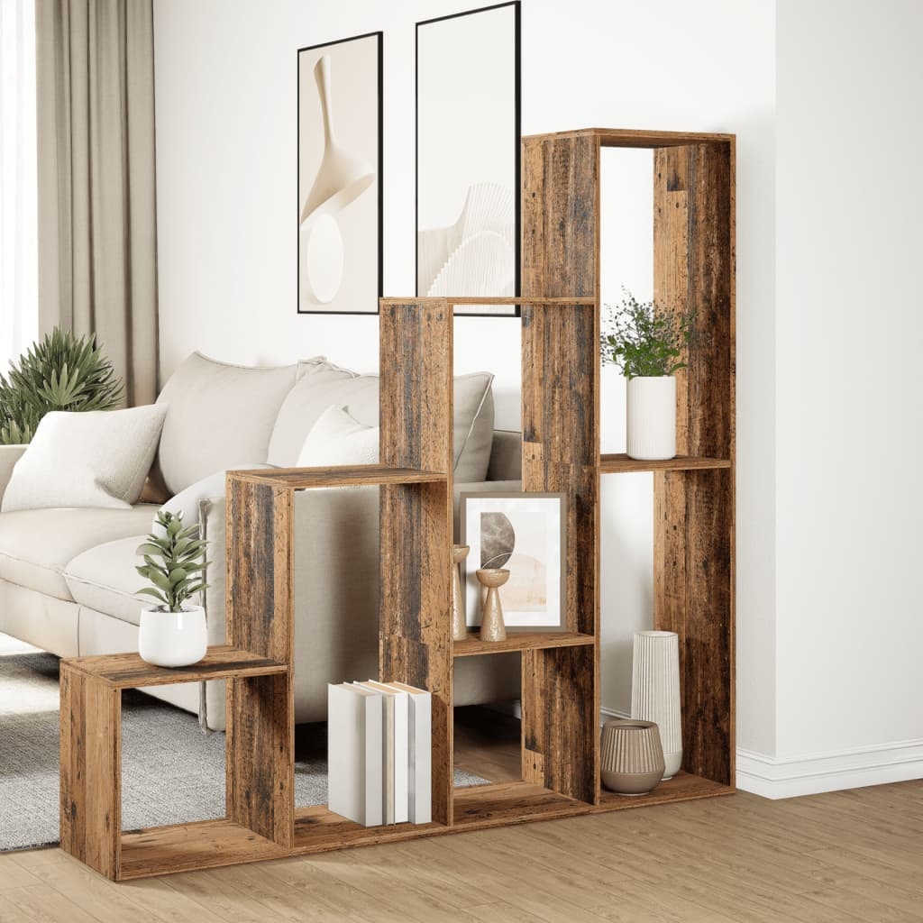 VidaXL Kamerscherm / boekenkast 143,5x29x143,5 cm hout oud hout