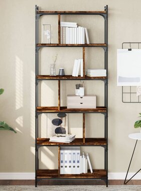 VidaXL Boekenkast 6-laags 76x32x192 cm bewerkt hout gerookt eikenkleur