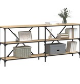 VidaXL Wandtafel 180x30x75 cm bewerkt hout en ijzer sonoma eikenkleur