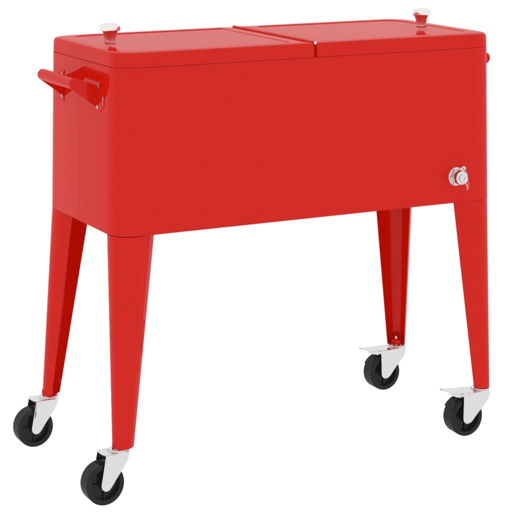 VidaXL Koelbox op wielen 92x43x89 cm rood